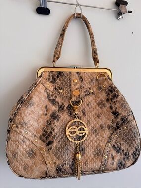Brand new Y2K Python-Effect Top-Handle Bag with Gold Hardware